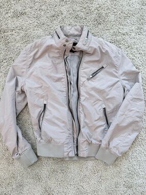H&M Men's Light Gray Bomber Jacket with Zip Pockets